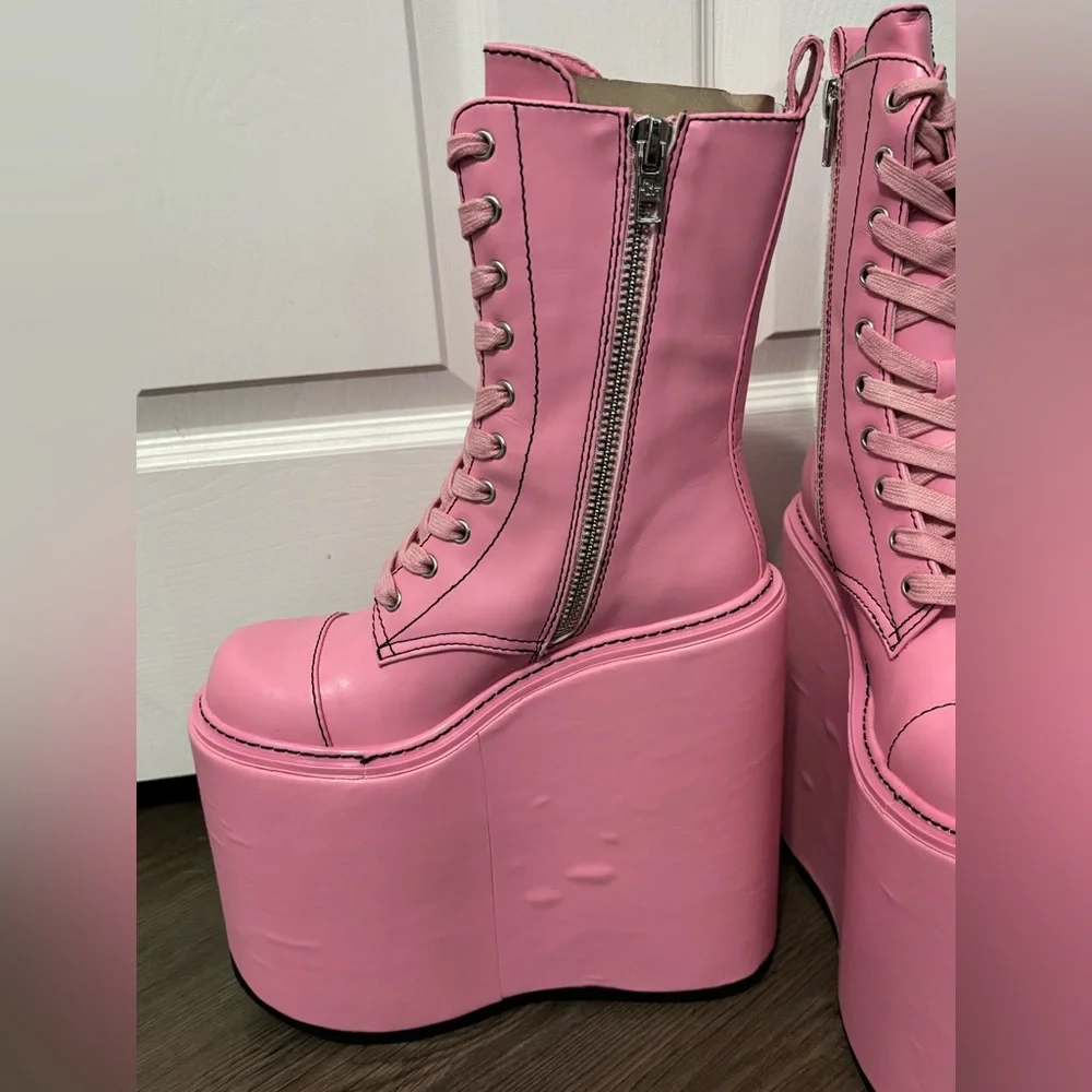 NWOB Dolls Kill / Current Mood Pink Never Censored Platform Boots